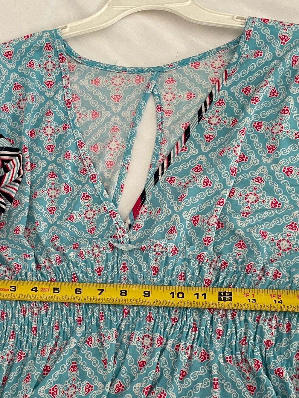 Colorful Teal Pink Patterned Women’s Swim Coverup Dress - Picture 8 of 9